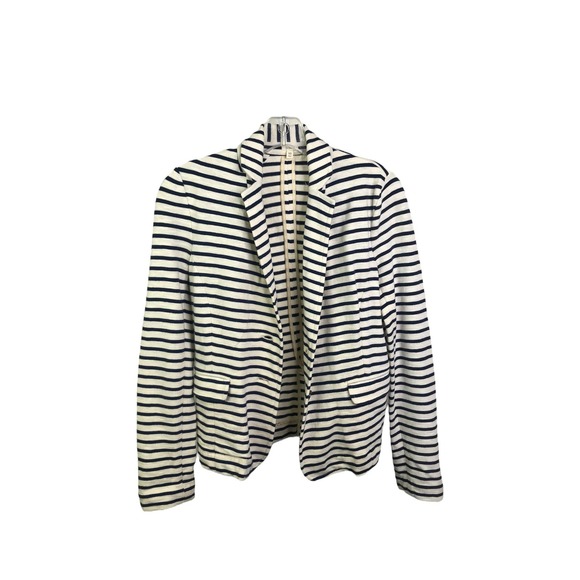 J. Crew Women's Maritime Blazer Blue White Cotton Striped Long Sleeve Sweater XS - Picture 2 of 16